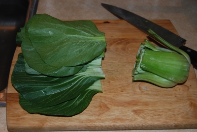 bok choy chopped in half