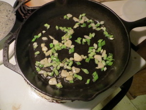 Scallions & Garlic in Frying Pan