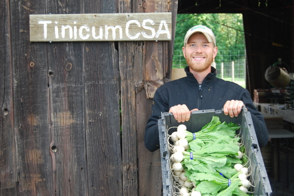 An image from our first distribution -- we were so pleased to open up our doors and hand out some veggies!