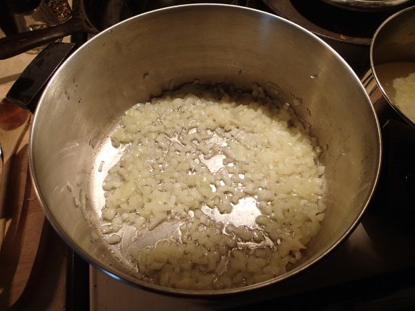 Risotto onions garlic cooking