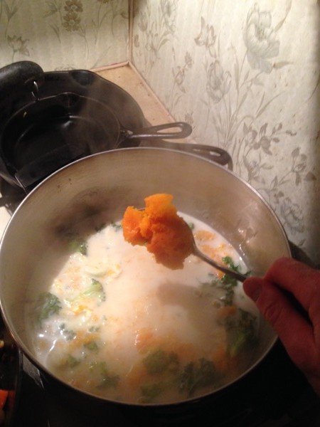 Vegetable Curry, Butternut Squash goes in