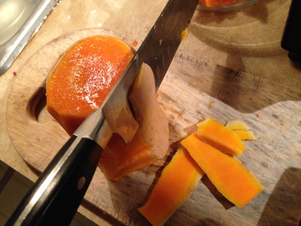 Gingery Butternut Soup, Peeling the Squash