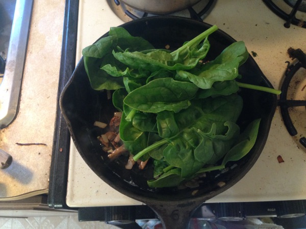 Spinach Omelette, Sauteing the spinach