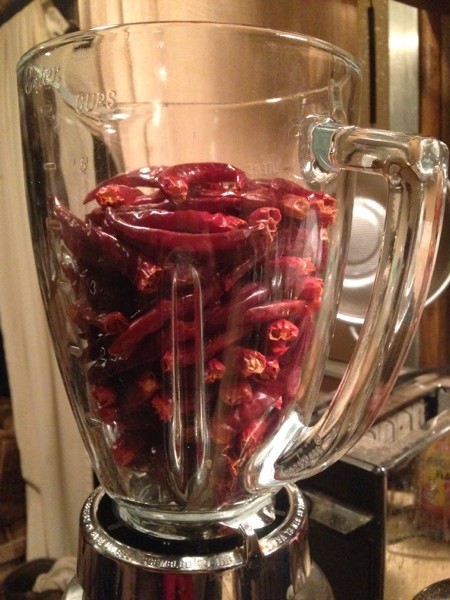 Ground Thai Peppers in Blender