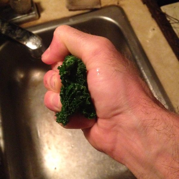 blanched-kale-wringing-it-out